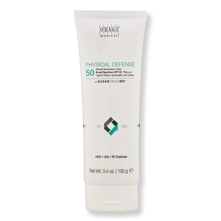 Obagi Medical Physical Defense sunscreen tube on a white background