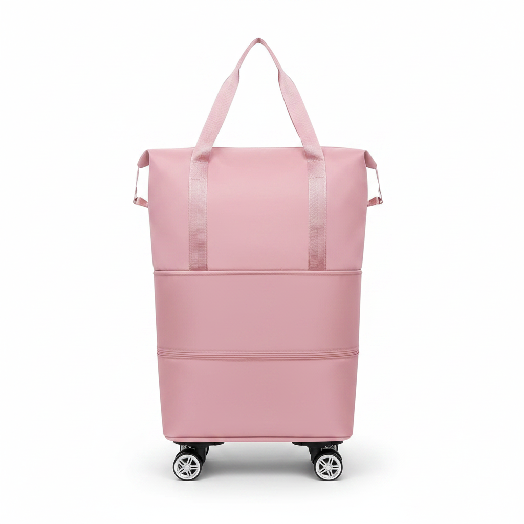 Pink Rolling Duffle White Background