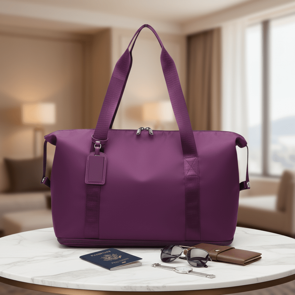Purple Duffle Bag – Marble Travel Setting