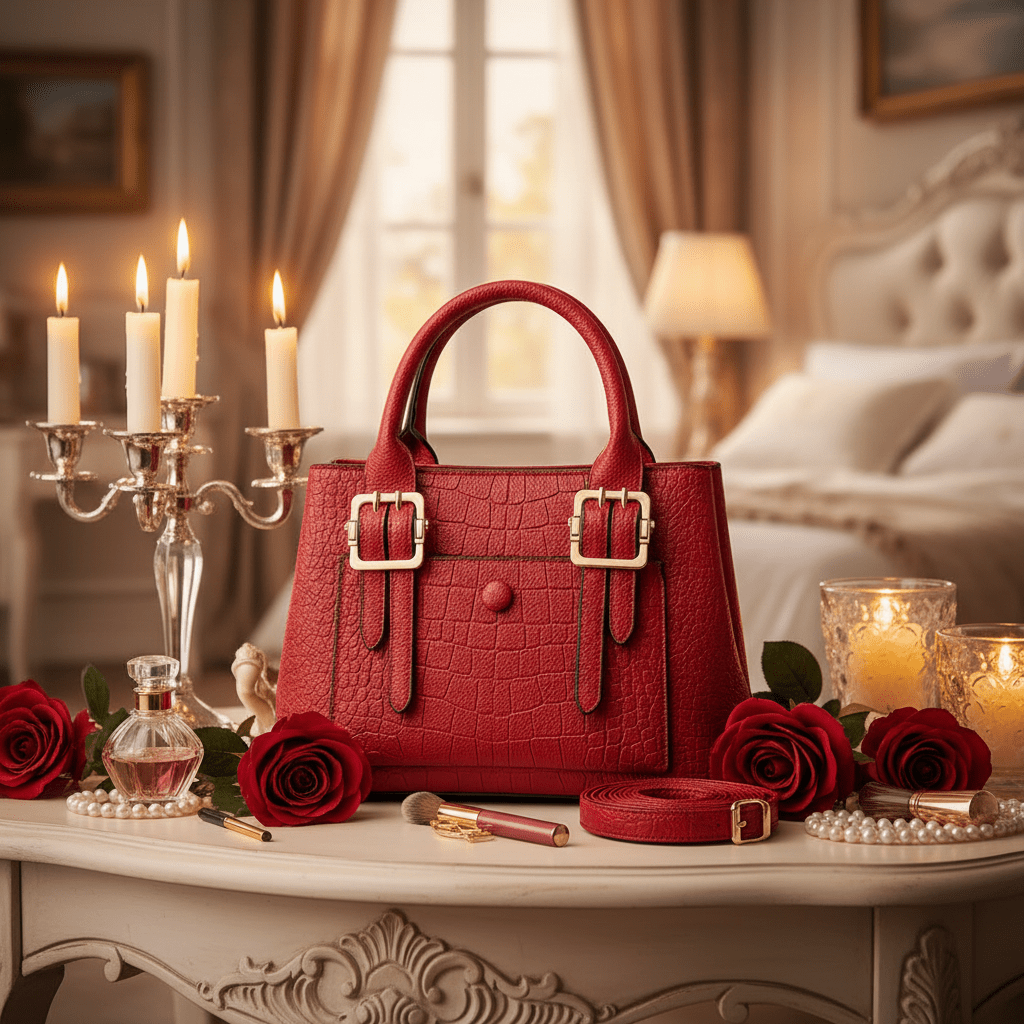 Red Croc Tote – Parisian Setting