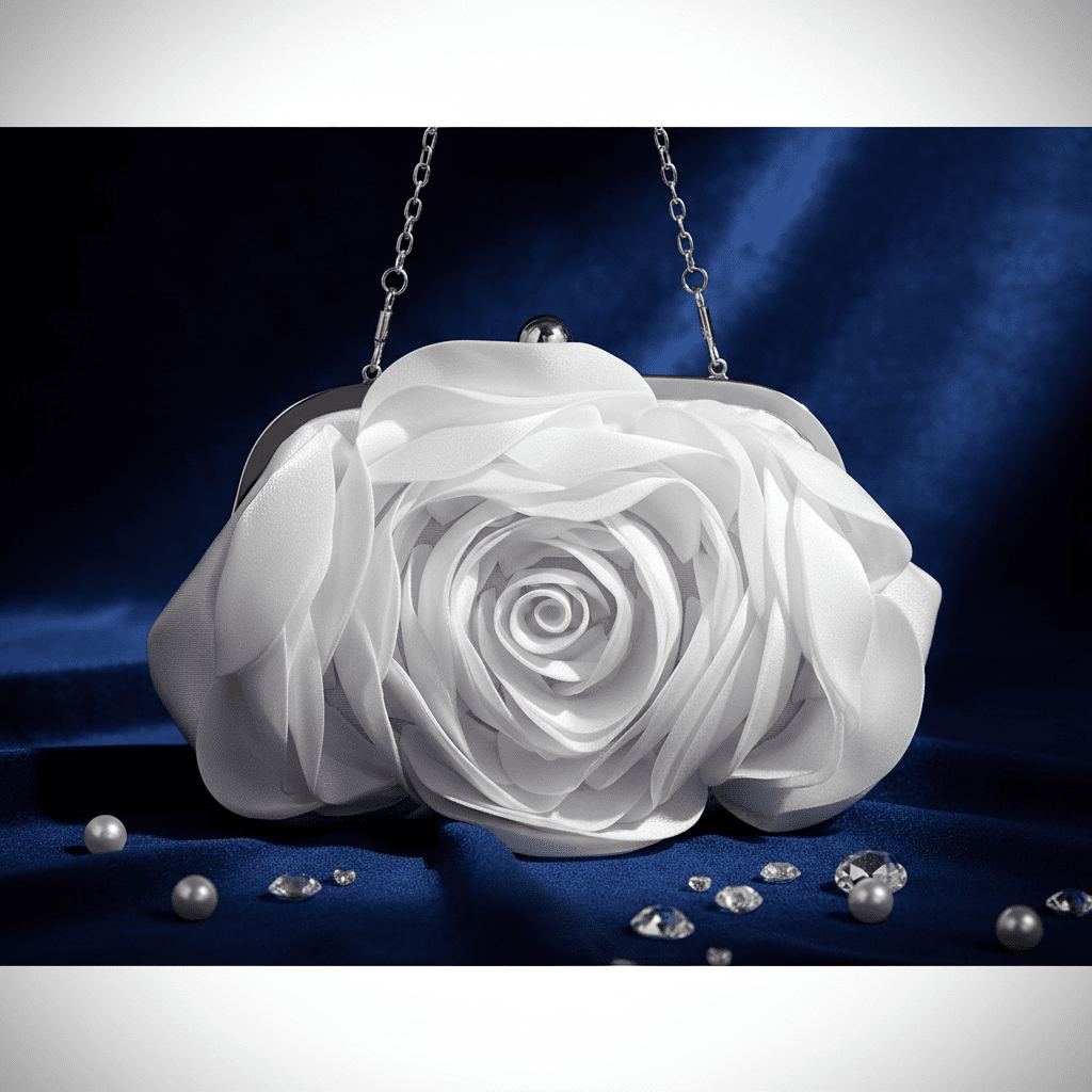 Rose Clutch Navy Velvet