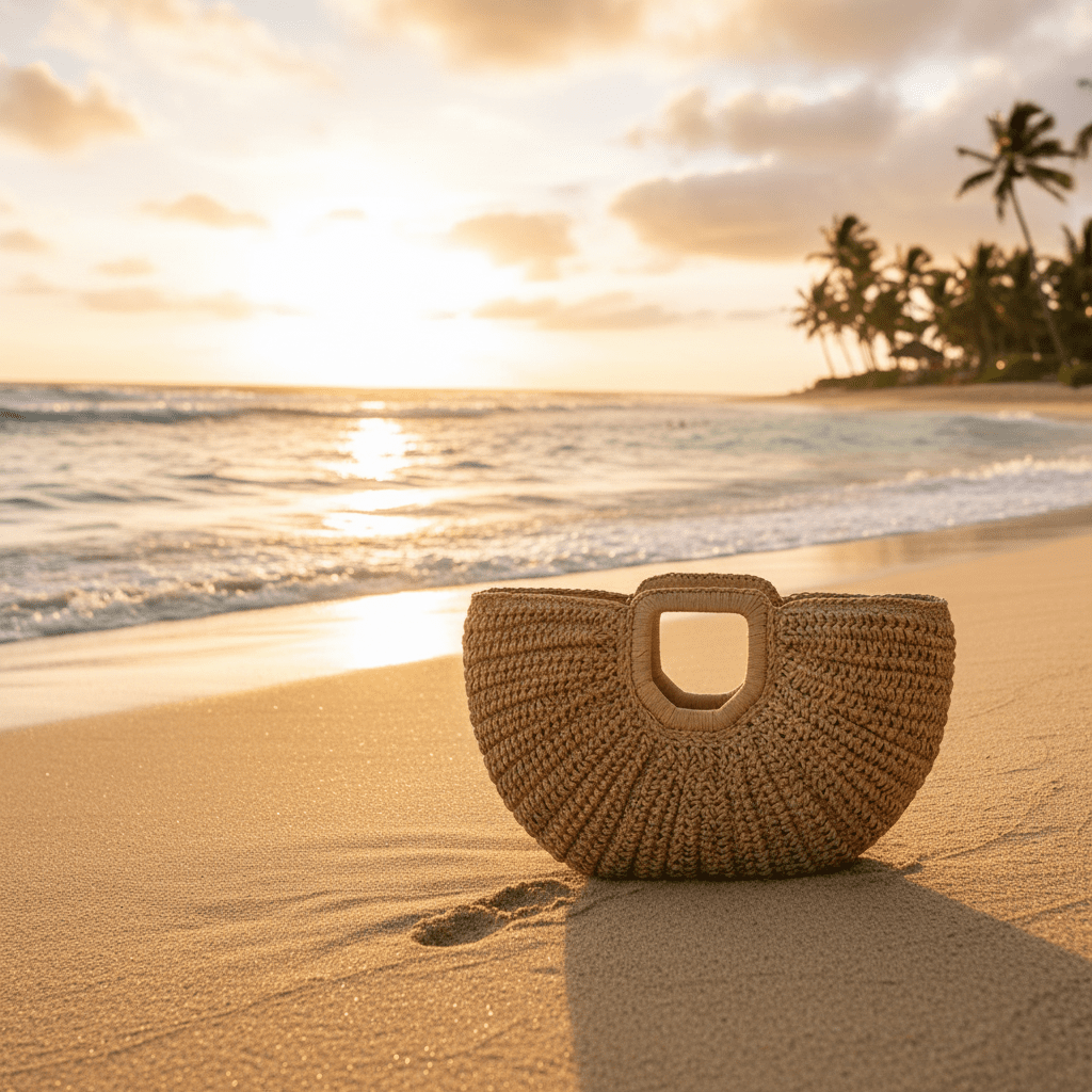 Straw Bag - Beach Background