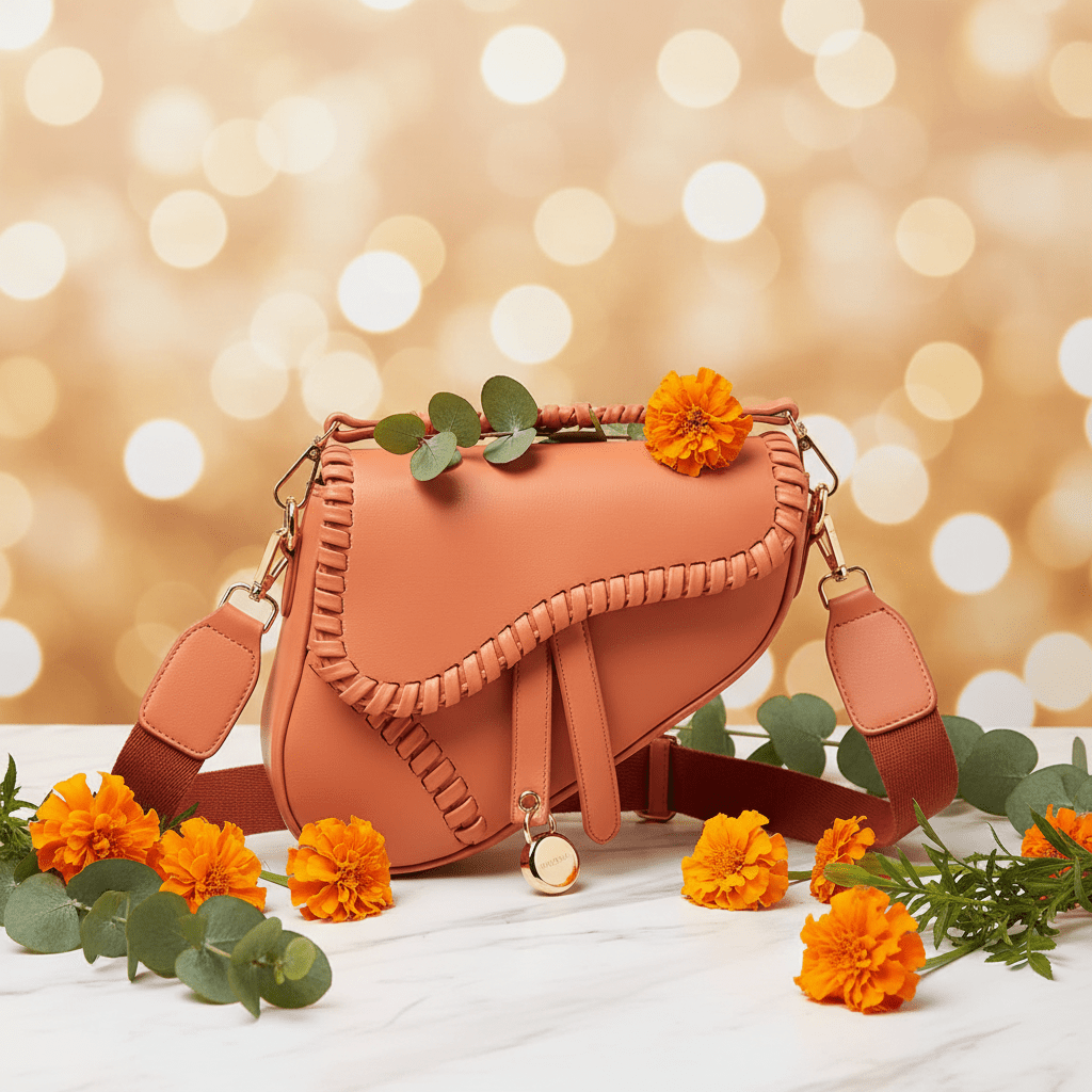 Terracotta Saddle Bag - Marigold Marble