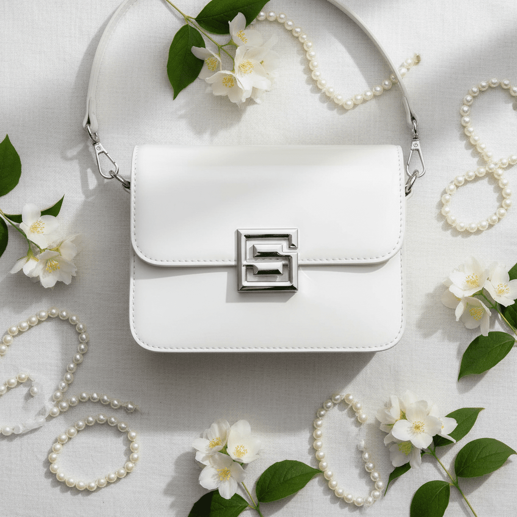 White Glossy Crossbody - Jasmine Pearl