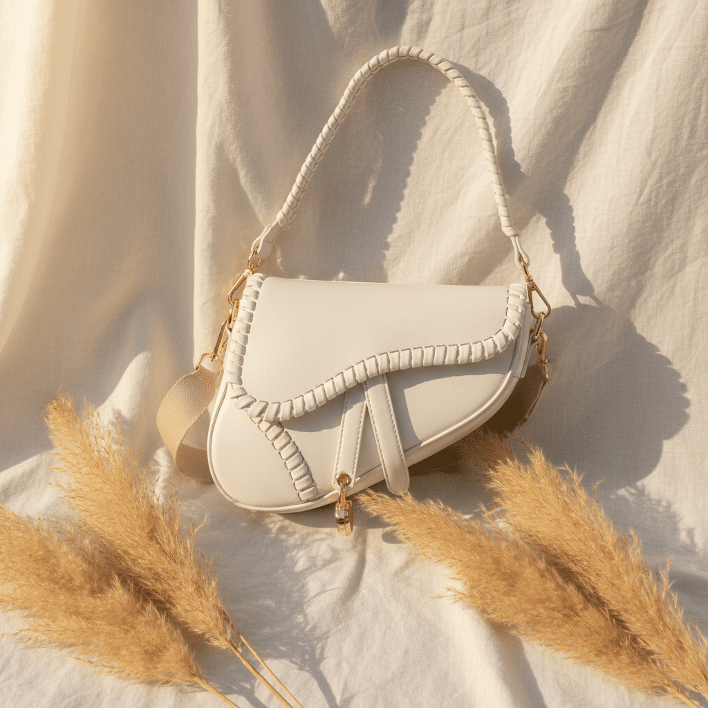 White Saddle Bag - Linen Pampas