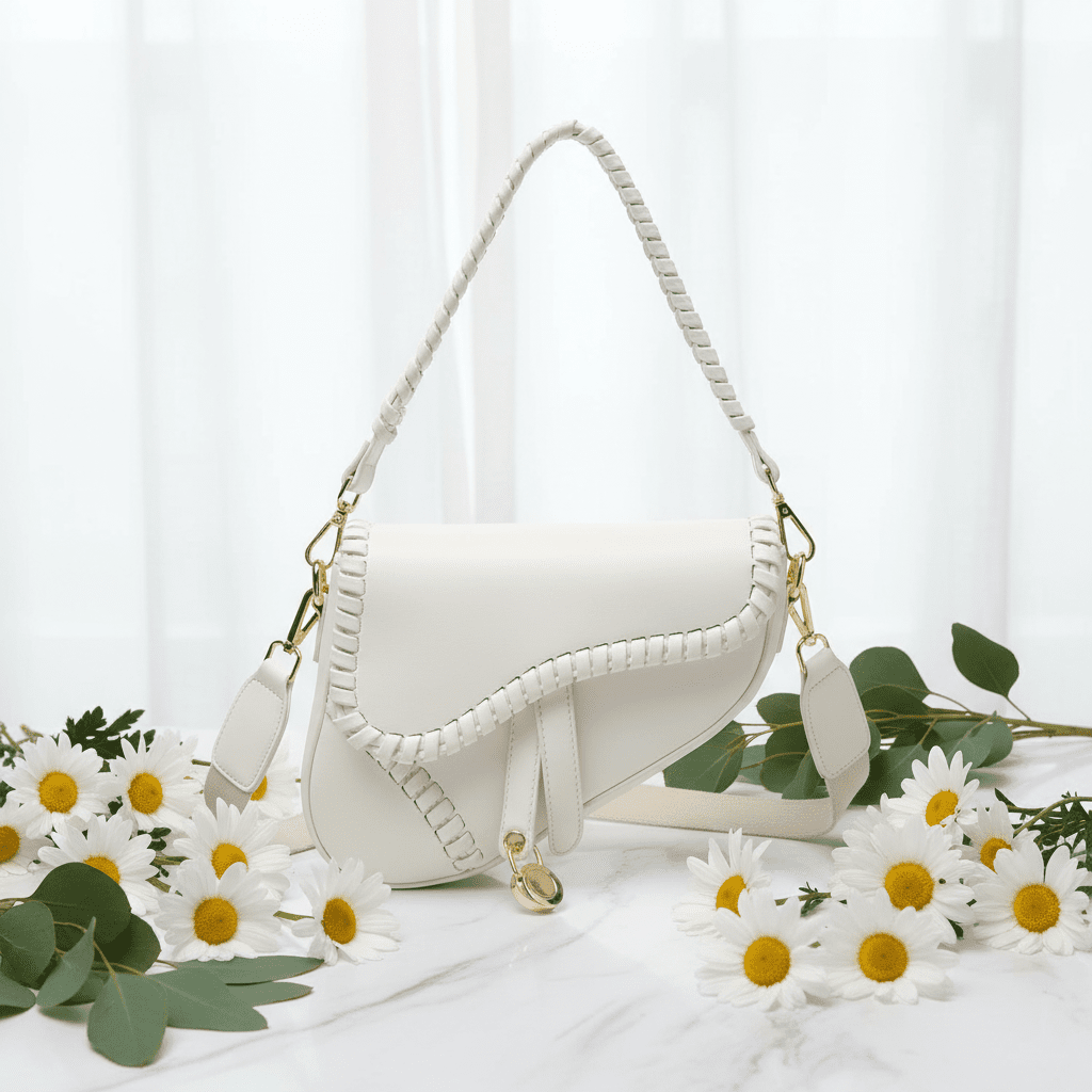 White Saddle Bag - Marble Botanicals