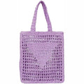 Purple Crochet Straw Beach Tote Bag